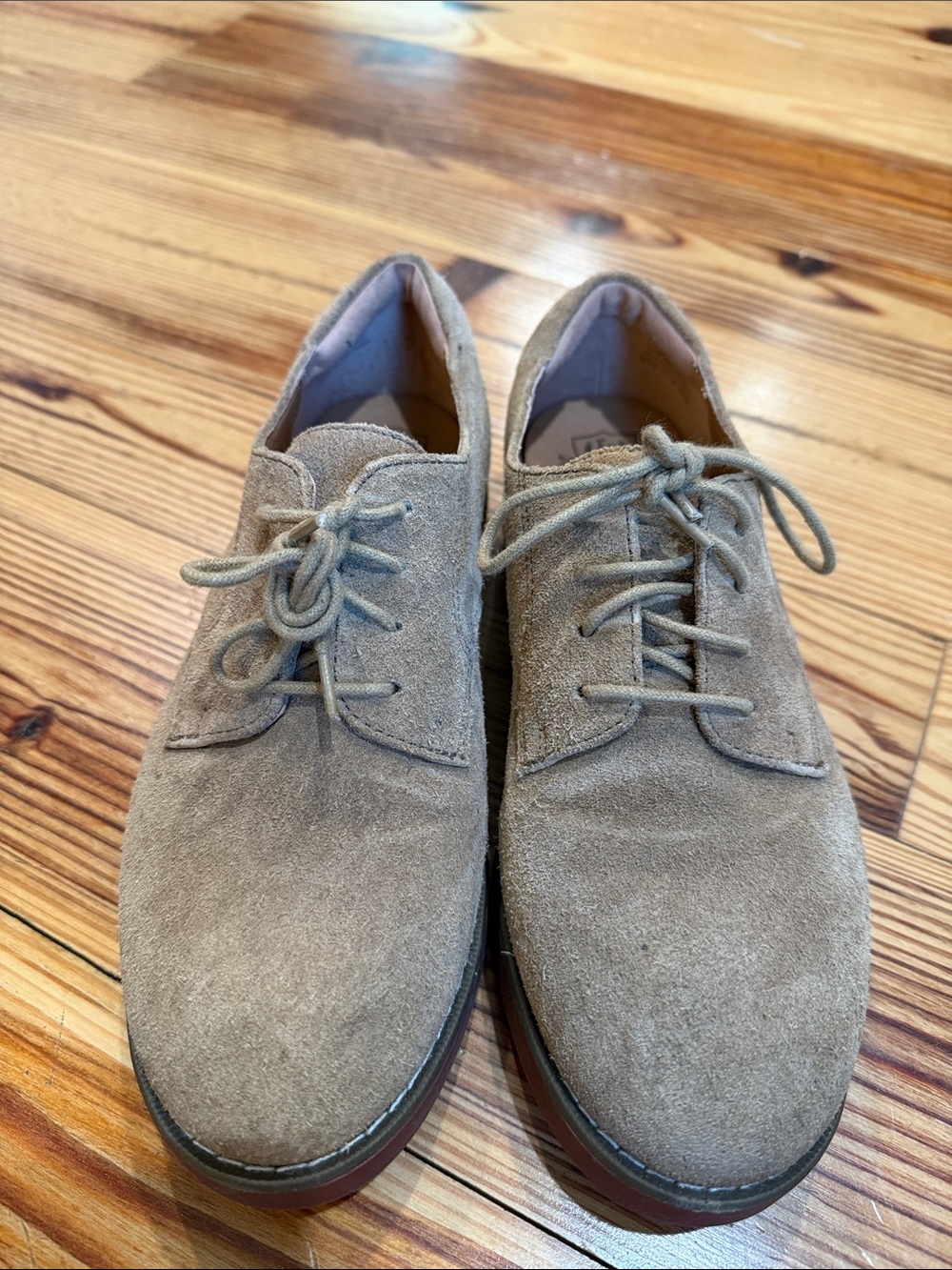 Kids Suede Lace-Up Dress Shoes in Taupe